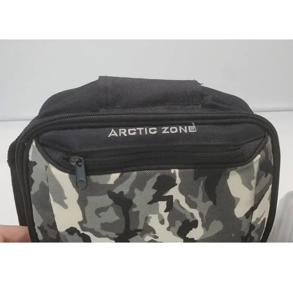 Insulated Lunch Tote Arctic Zone, Black Camo with 4 Plastic Bento Containers